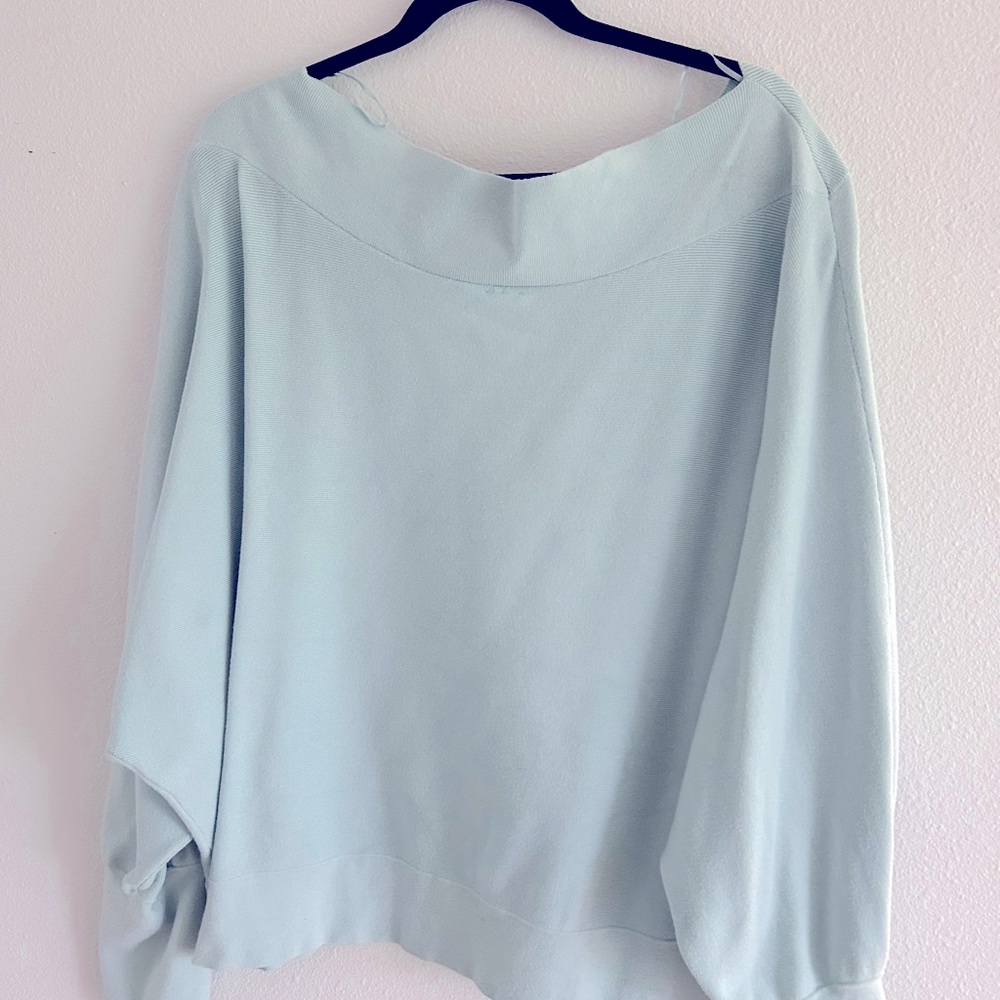 Free people off the shoulder sweater with zipper on the arms